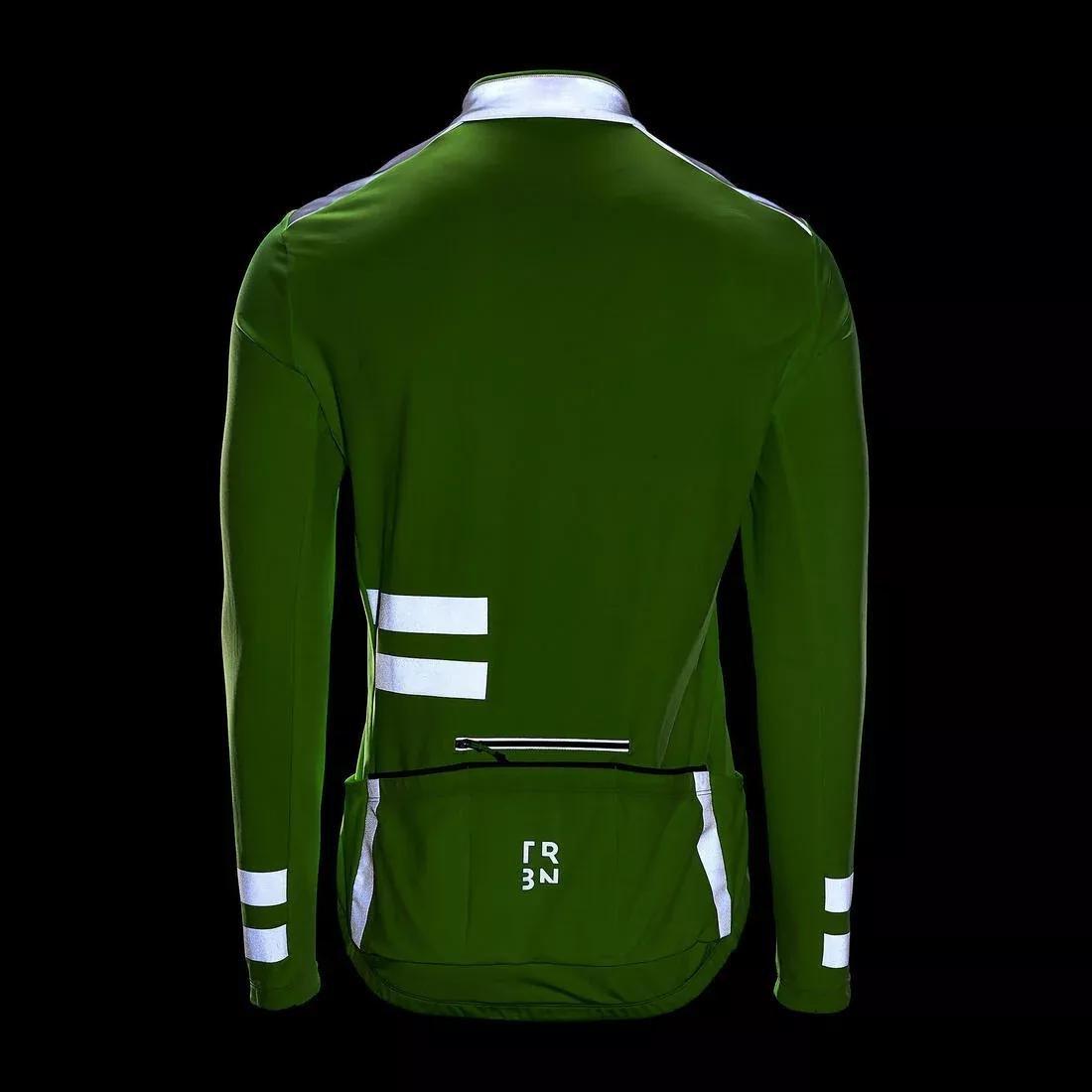 FLUO YELLOW GREEN Hi-Vis EN1150 Warm Cycling Jersey RC 500 - Neon Yellow, No Color, large image number 4