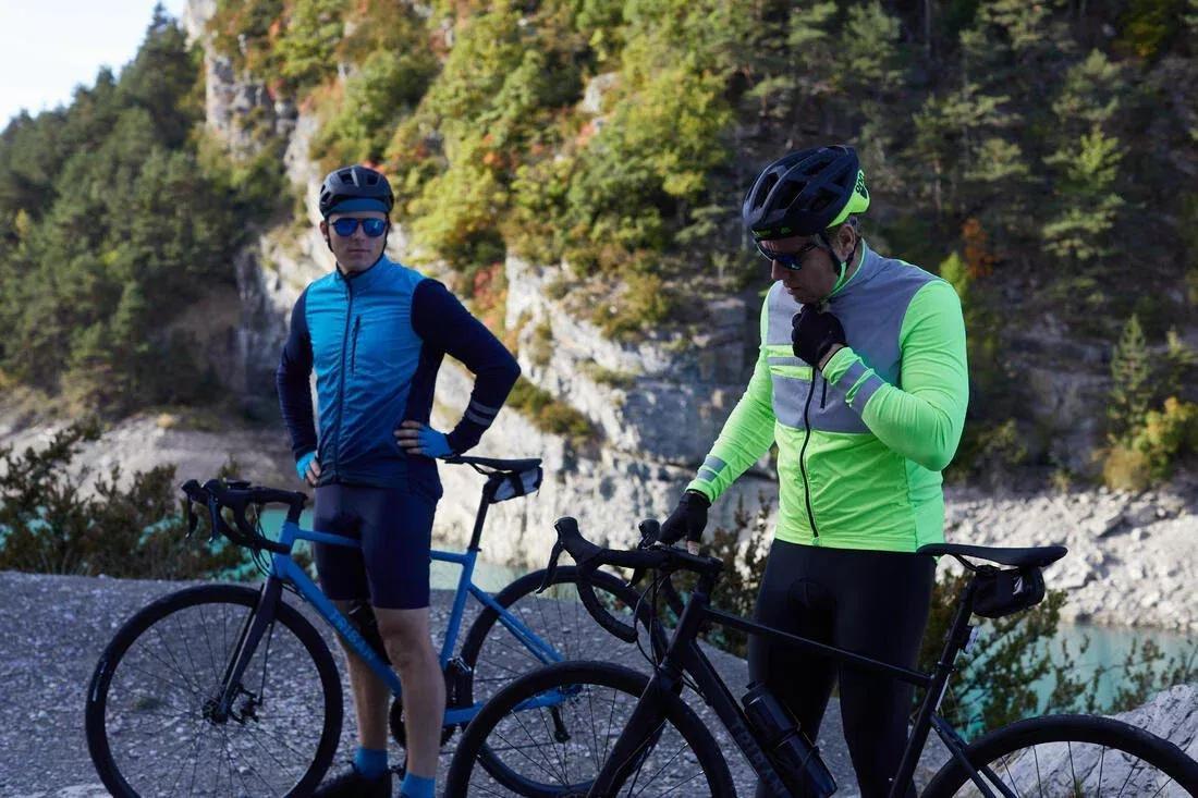 FLUO YELLOW GREEN Hi-Vis EN1150 Warm Cycling Jersey RC 500 - Neon Yellow, No Color, large image number 6