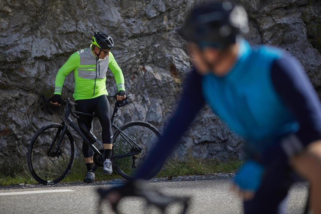 FLUO YELLOW GREEN Hi-Vis EN1150 Warm Cycling Jersey RC 500 - Neon Yellow, No Color, large image number 7