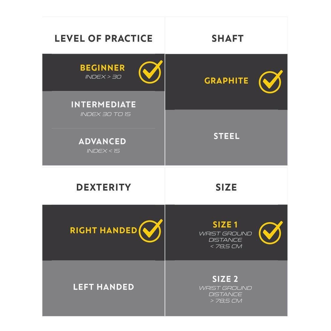 Adult Golf Kit 7 Clubs Right Handed Graphite Size 1 - Inesis 100, No Color, large image number 3