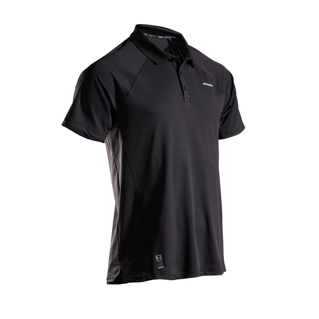 Men's Tennis Polo Shirt TPO 500 Dry Graphic, Black, , large image number 0