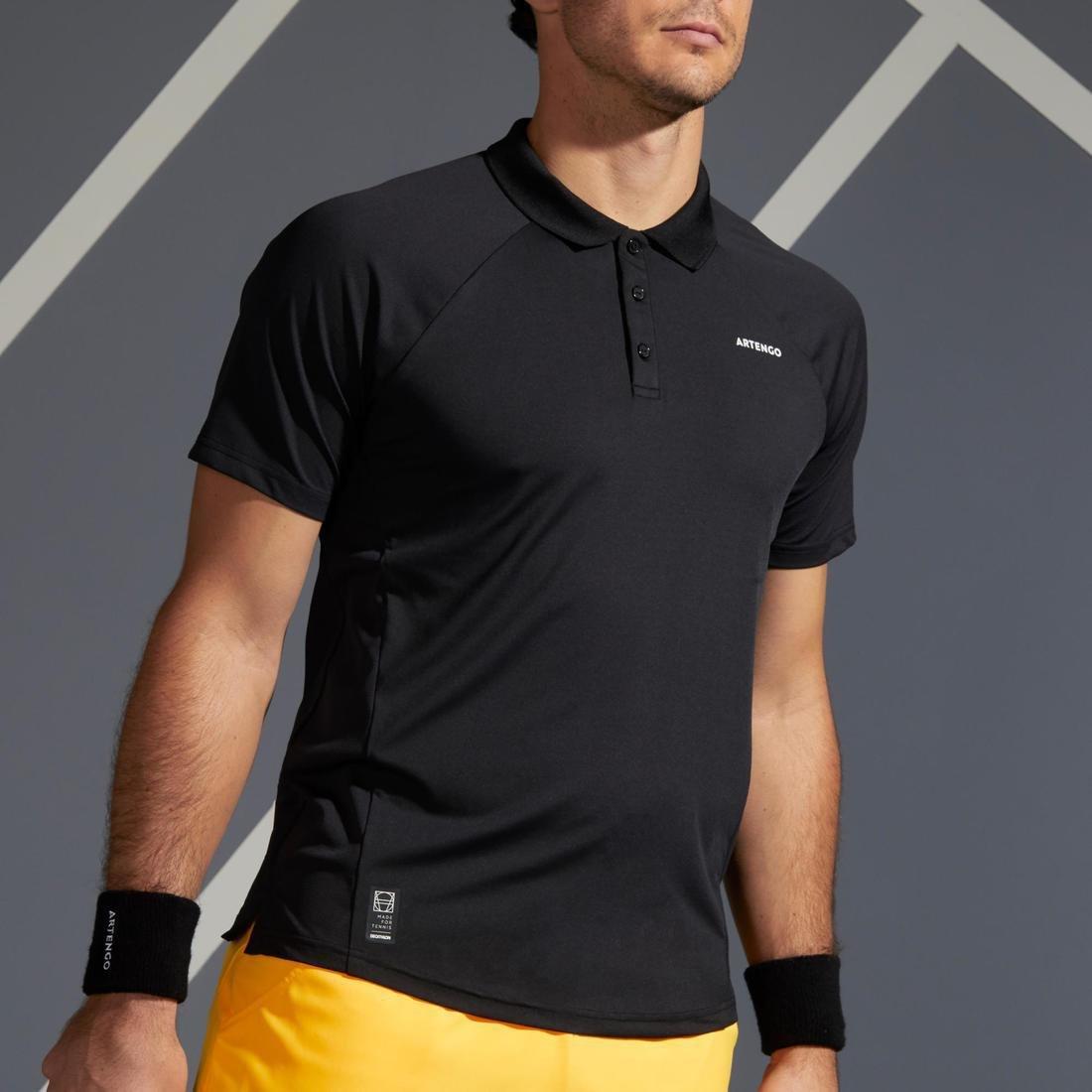 Men's Tennis Polo Shirt TPO 500 Dry Graphic, Black, , large image number 2