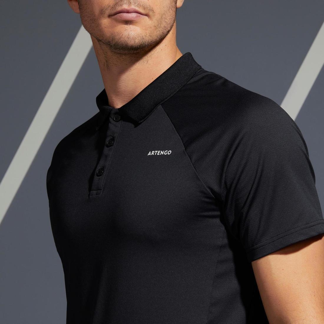 Men's Tennis Polo Shirt TPO 500 Dry Graphic, Black, , large image number 4