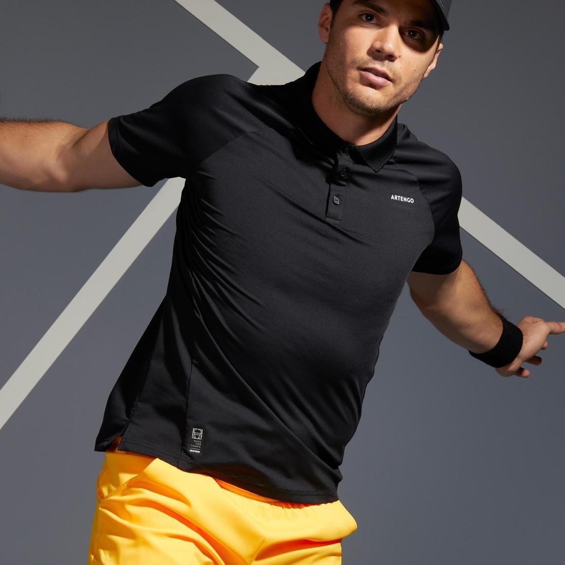 Men's Tennis Polo Shirt TPO 500 Dry Graphic, Black, , large image number 7