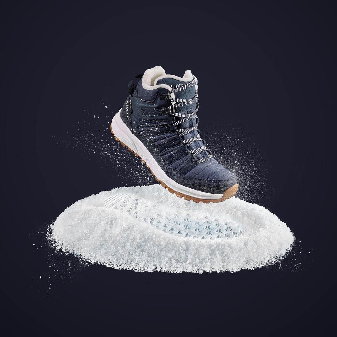 ASPHALT BLUE Women's Warm and Waterproof Hiking Boots - SH100 X-WARM Mid, No Color, large image number 4