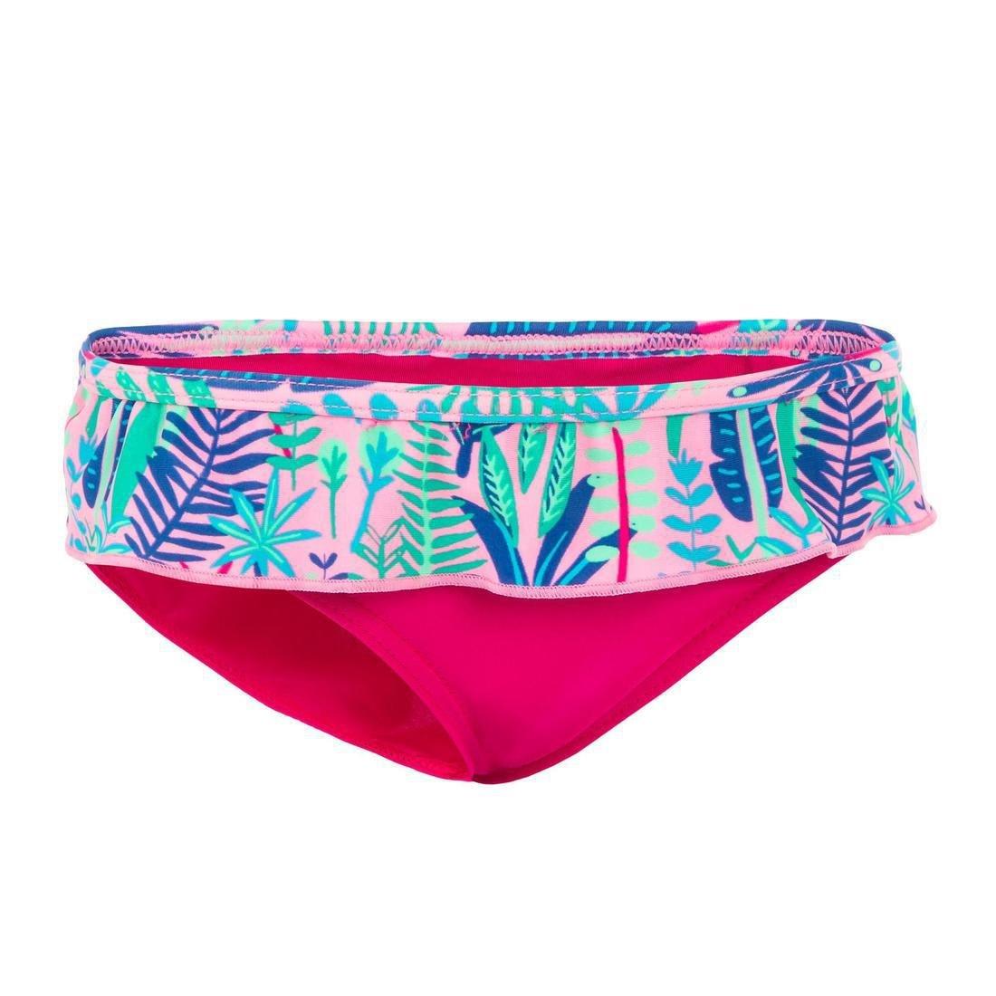 LittleGirls Mono Swimsuit With Stripes And Neon Frill, Pink, , large image number 5