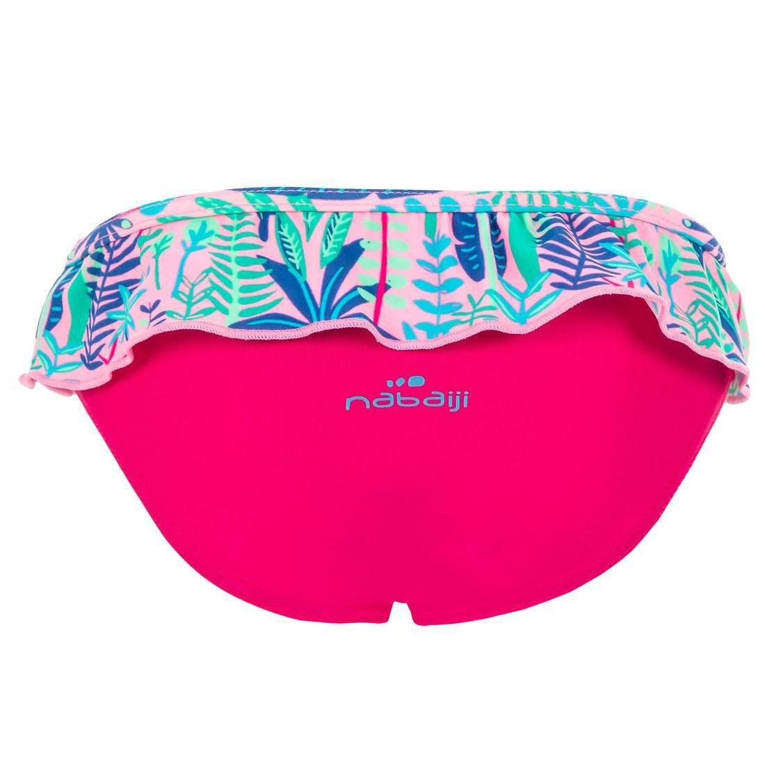 LittleGirls Mono Swimsuit With Stripes And Neon Frill, Pink, , large image number 6
