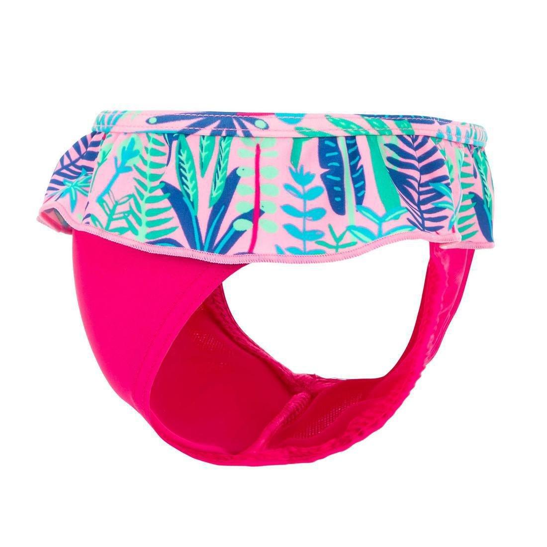 LittleGirls Mono Swimsuit With Stripes And Neon Frill, Pink, , large image number 7