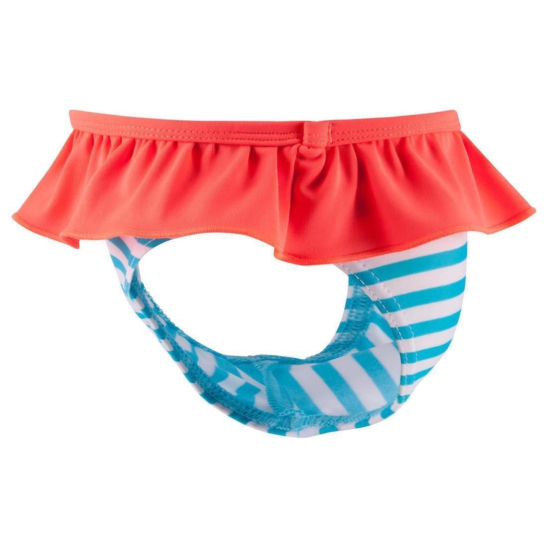 LittleGirls Mono Swimsuit With Stripes And Neon Frill, Pink, , large image number 11