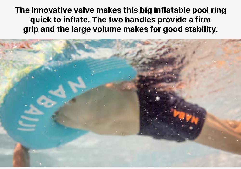 Inflatable Printed Pool Ring With Comfort Grips, Green, No Color, medium