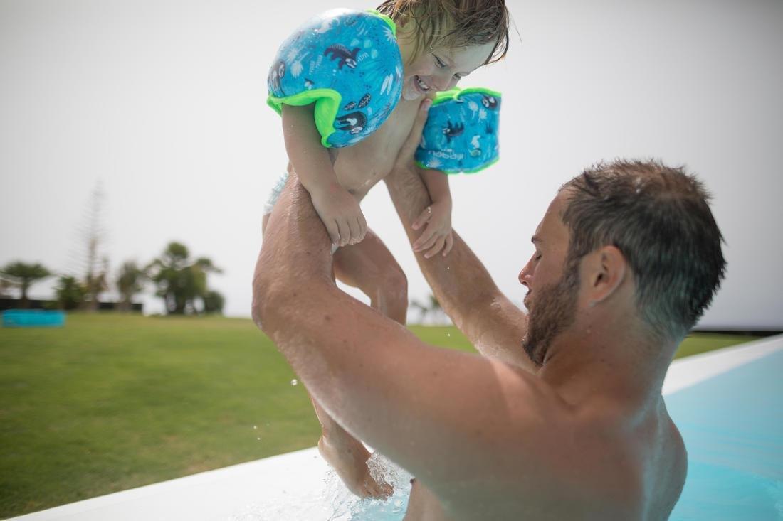 Swimming pool armbands with inner fabric for  kids - Jungle print, Blue, No Color, large image number 9