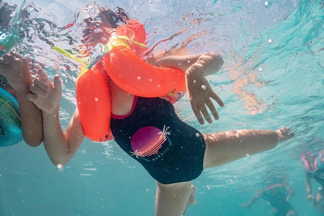 Kids Unisex Swimming Inflatable Vest, Orange, No Color, large image number 7