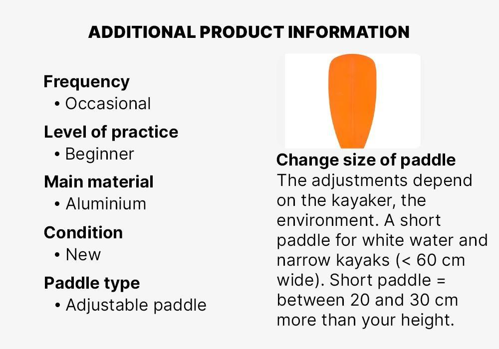 22-Part Adjustable Symmetrical Kayak Paddle, Fluo Orange, , large image number 16