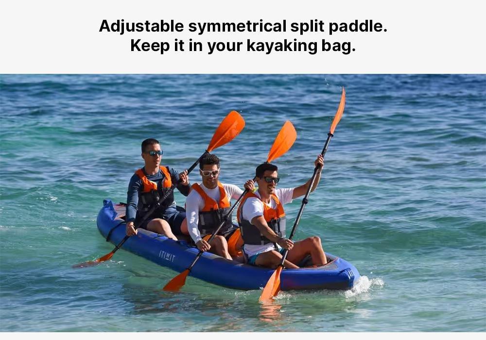 22-Part Adjustable Symmetrical Kayak Paddle, Fluo Orange, No Color, medium