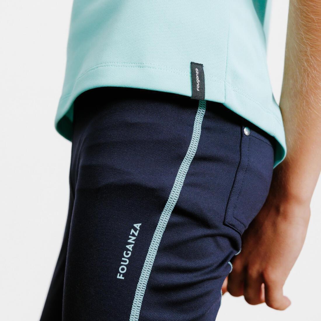 Kids Girls Short-Sleeved Mesh Horse Riding Polo Shirt - 500, Pink, No Color, medium