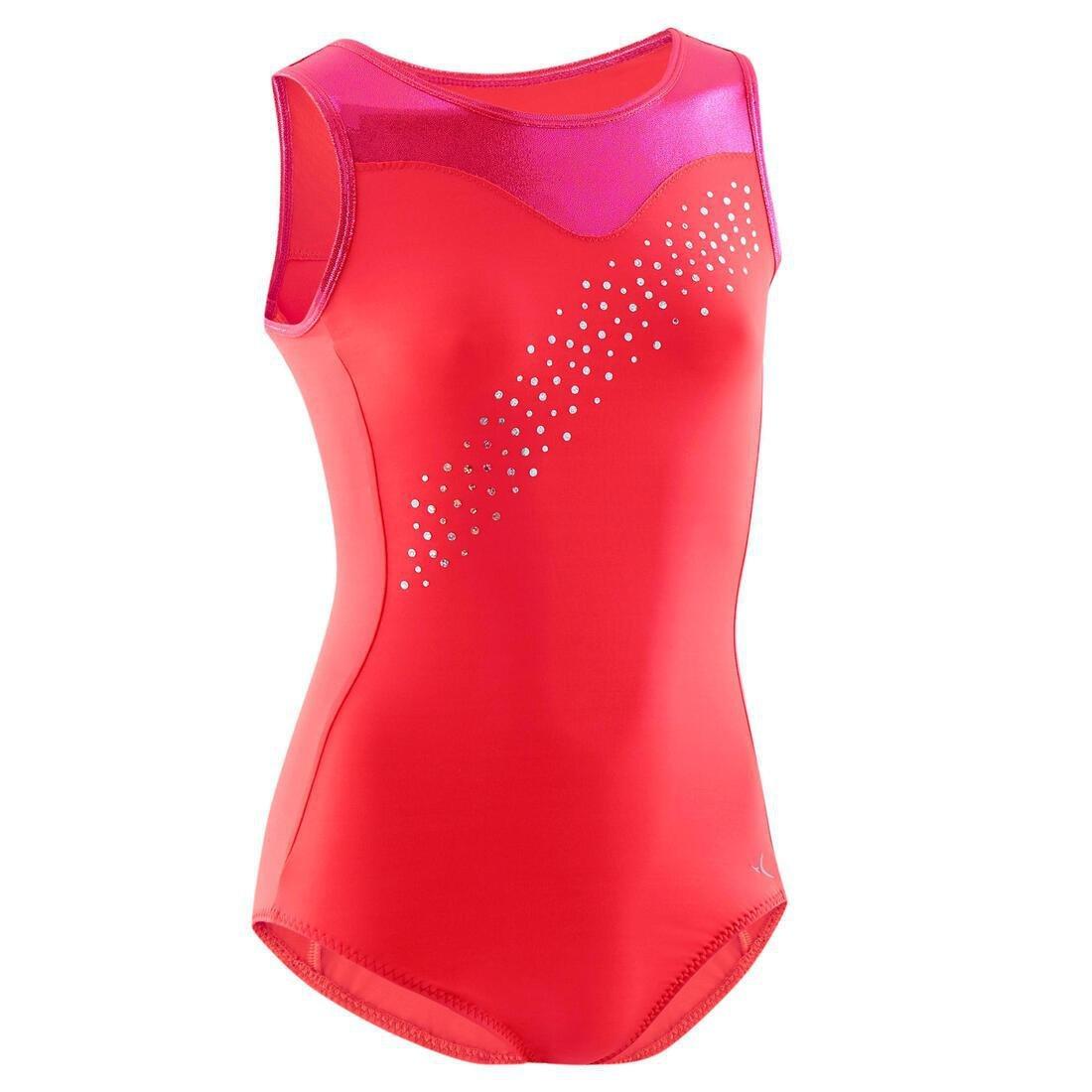 Girls'   Artistic Gymnastics Sleeveless Leotard, Blue, No Color, large image number 12