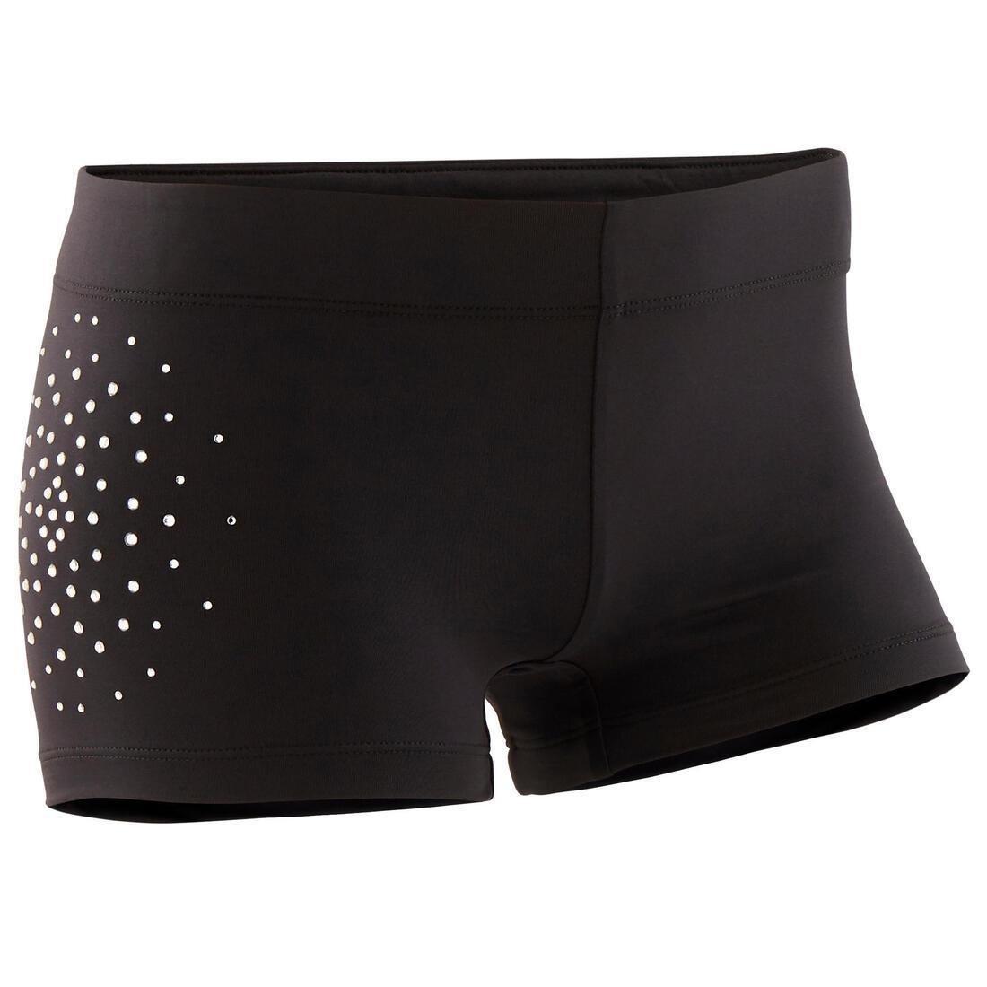 Girls Artistic Gymnastics Shorts, Black, , large image number 0