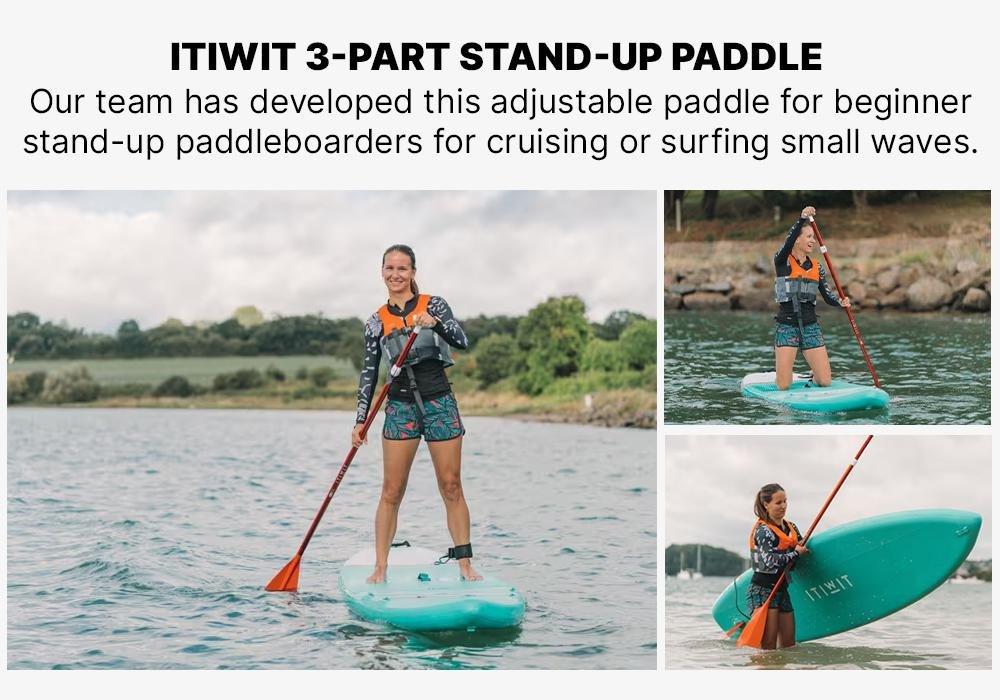 100 Adjustable Split Stand-Up Paddle (SUP) Paddle, Blood Orange, No Color, medium