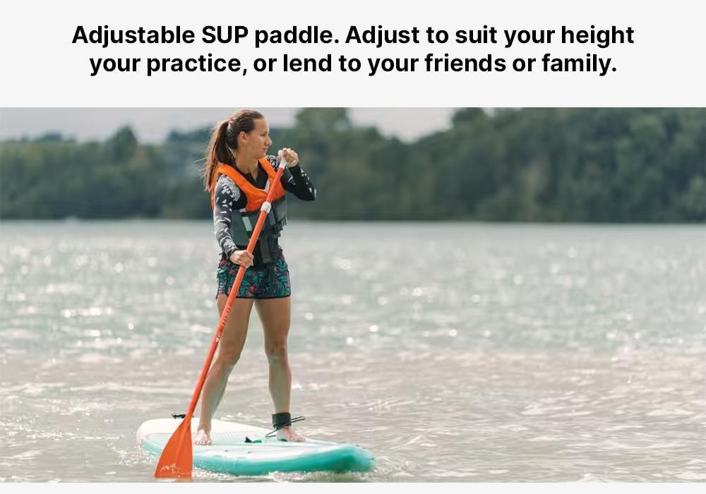 100 Adjustable Split Stand-Up Paddle (SUP) Paddle, Blood Orange, No Color, medium