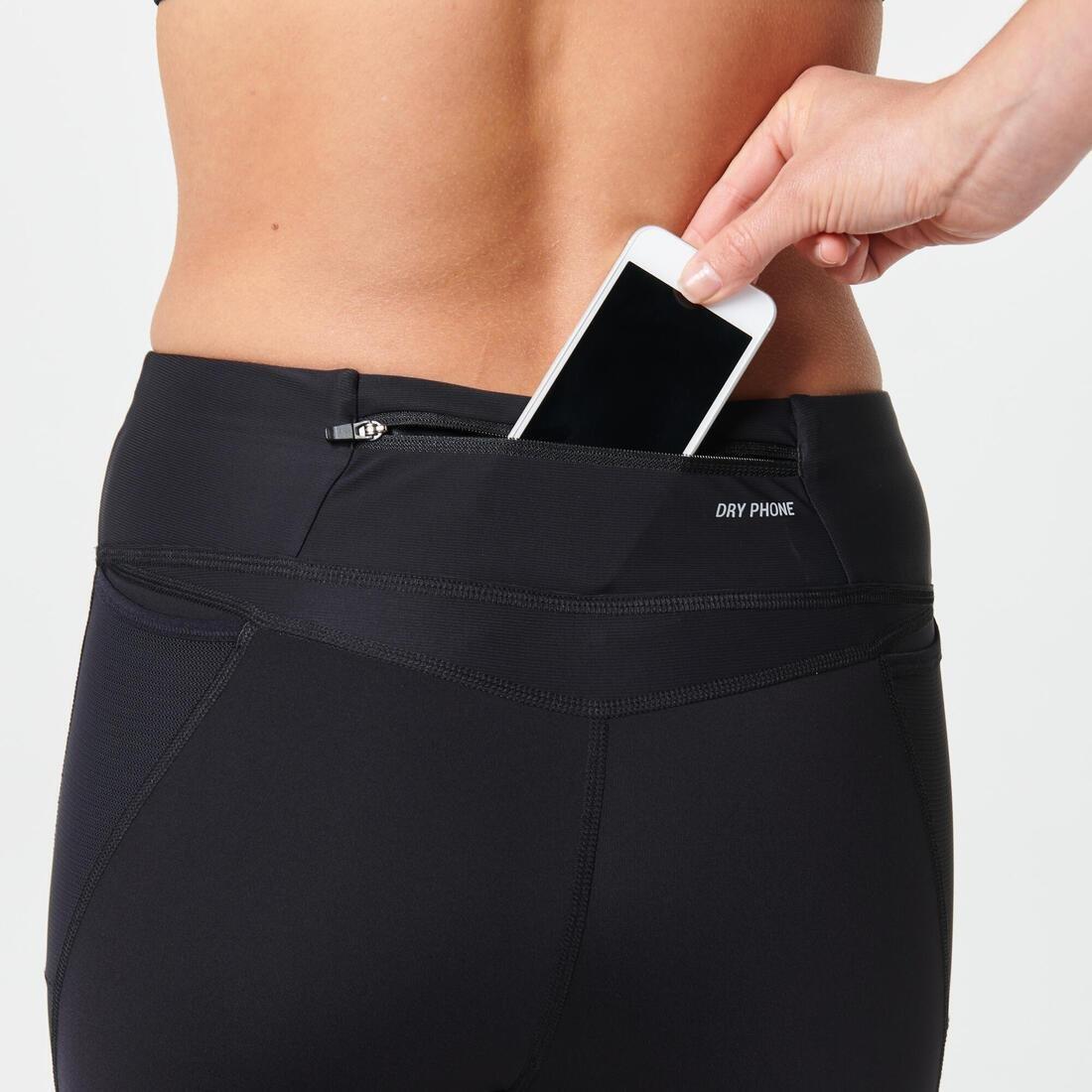 Women's Running Tights With Kiprun Support, Black, No Color, large image number 5