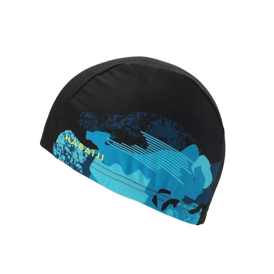 Mesh Print Swim Cap, Astro, Black, No Color, large image number 4