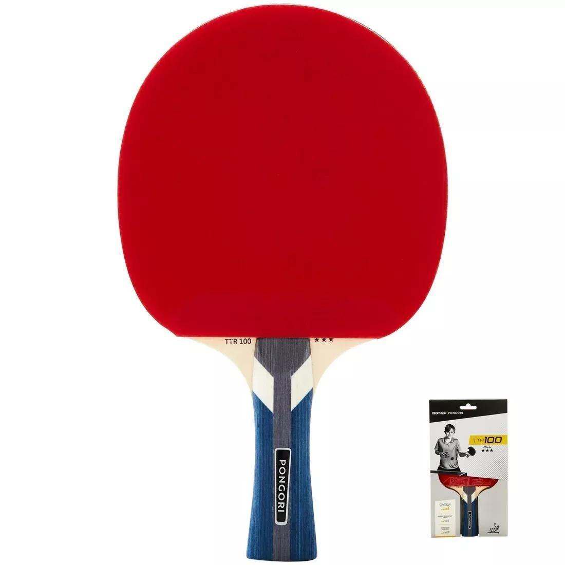 School Table Tennis Bat TTR 100 3* All-Round, Black, , medium