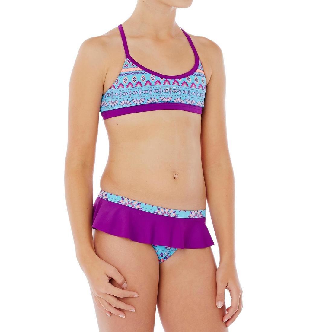 Girls Two Piece Skirt Swimsuit, Blue, , large image number 12