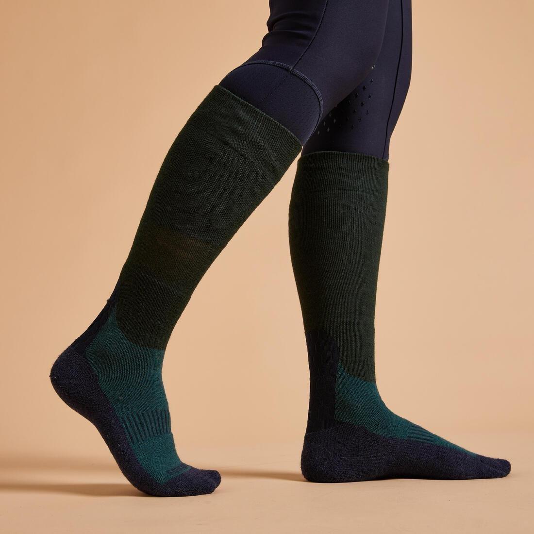 CARBON GREY Adult Horse Riding Socks 500 Warm, , large image number 7