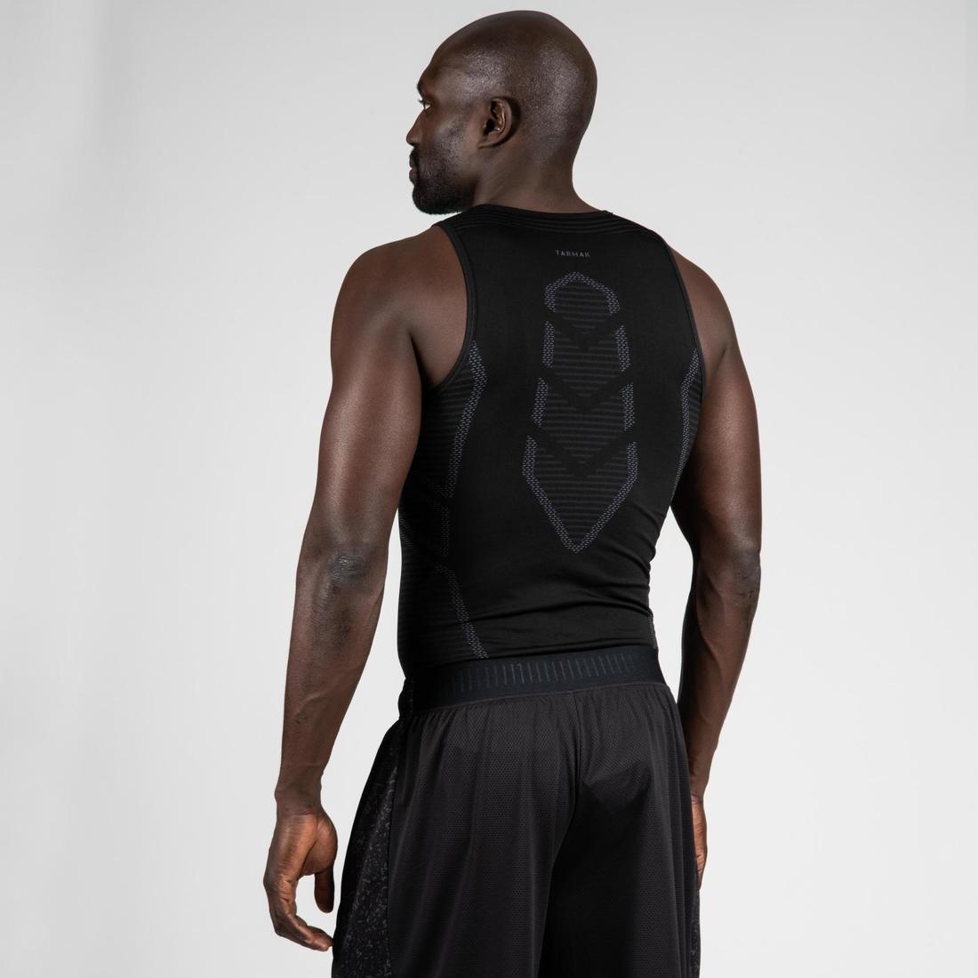 Men's Slim Fit Basketball Base Layer Jersey UT500, Black, No Color, large image number 5