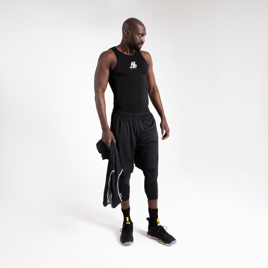 Men's Slim Fit Basketball Base Layer Jersey UT500, Black, , large image number 12