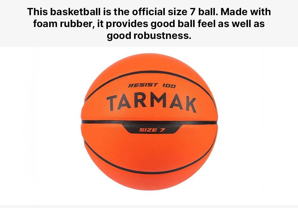 Kids'/Adult Basketball R100, Blood Orange, No Color, large image number 10
