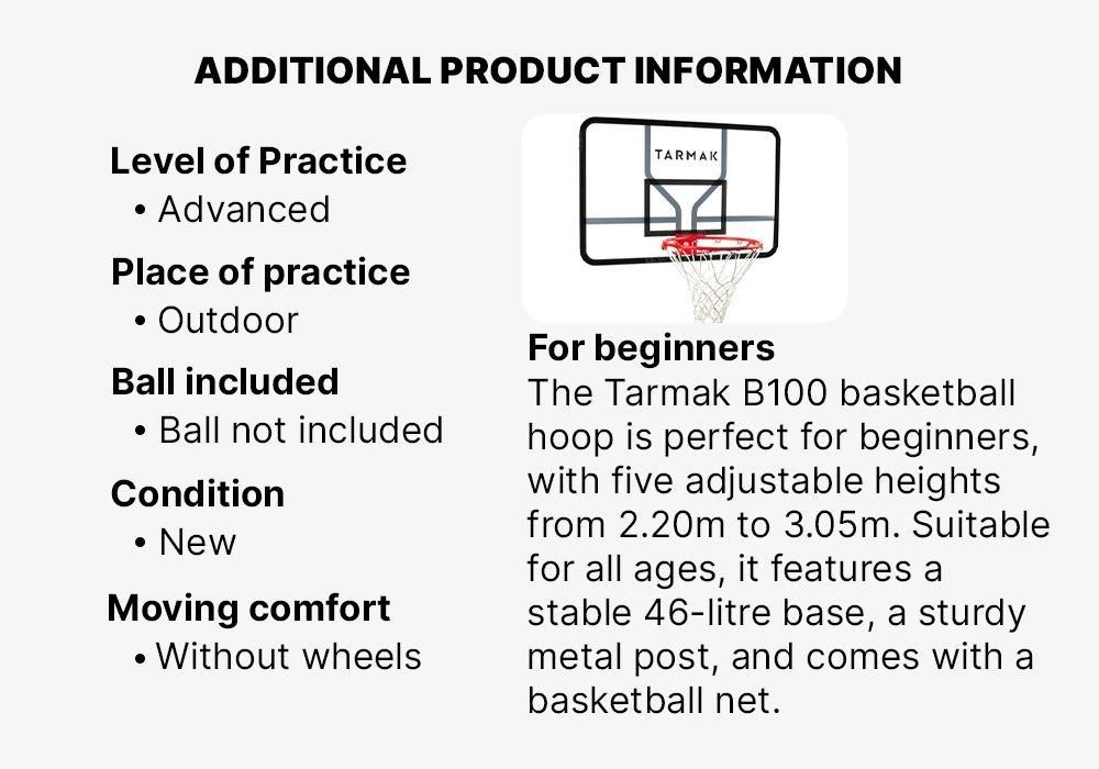 Basketball Backboard & Hoop By Tarmak - Wall Mountable & 12.5Kg, No Color, medium