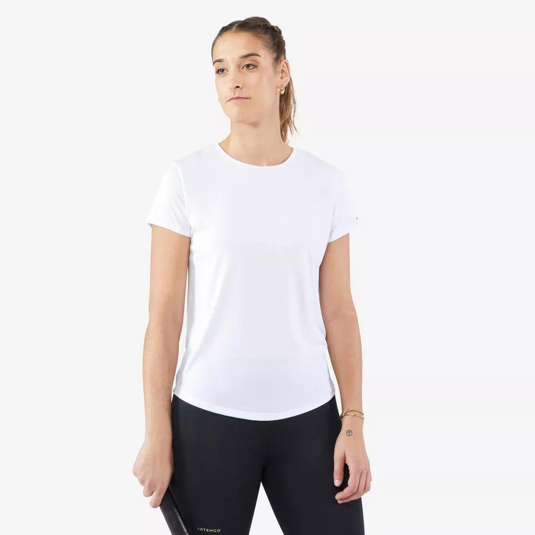 Women's Tennis Quick-Dry Crew Neck T-Shirt Essential 100, ultra white, , large image number 0