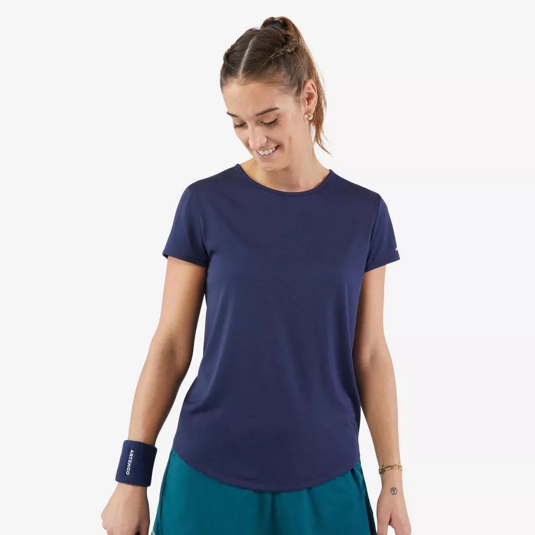 Women's Tennis Quick-Dry Crew Neck T-Shirt Essential 100, ultra white, , large image number 4