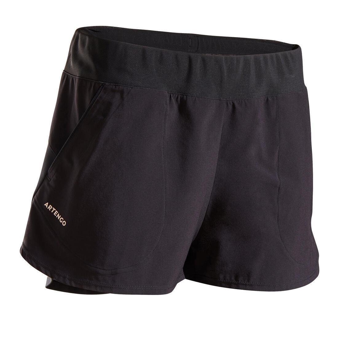 Women Tennis Shorts Sh Dry 500, Black, No Color, medium