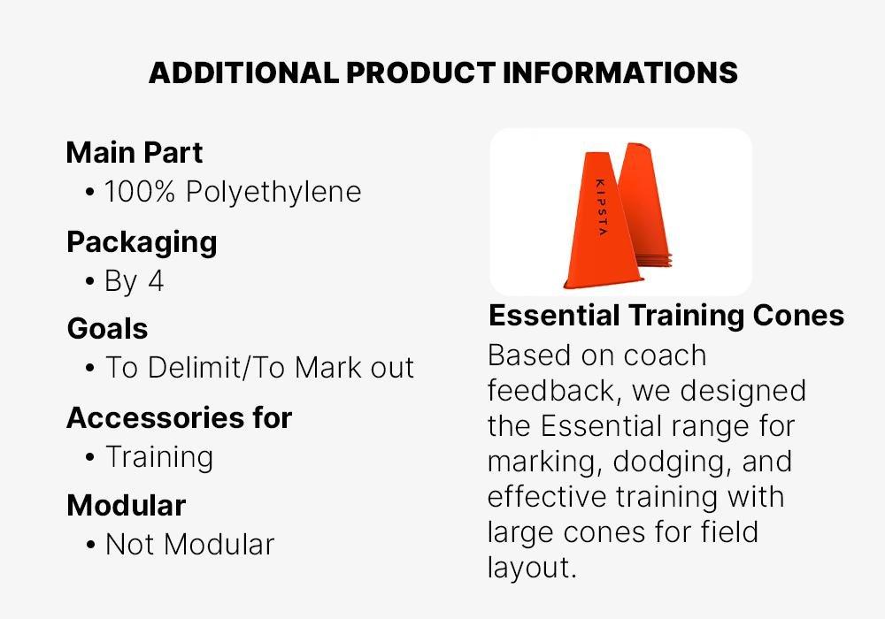 Training Cones 4-Pack Essential, Orange, No Color, large image number 6