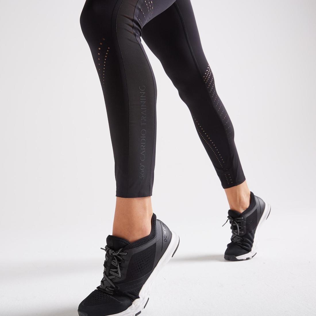 Women's Cardio Fitness High-Waisted Shaping Short Leggings - Black DOMYOS
