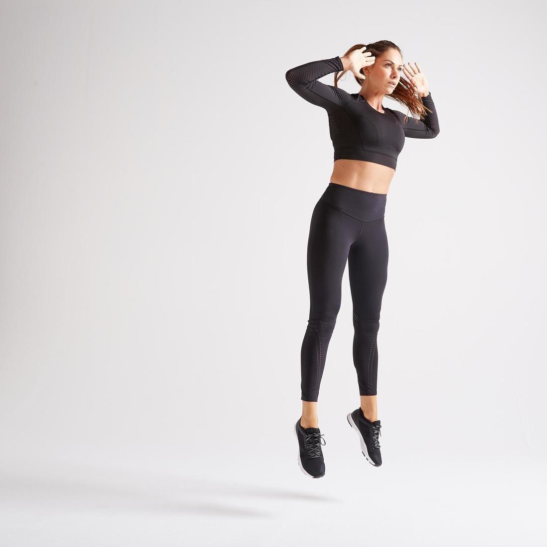 DOMYOS - High-Waisted Shaping Fitness Leggings, Black