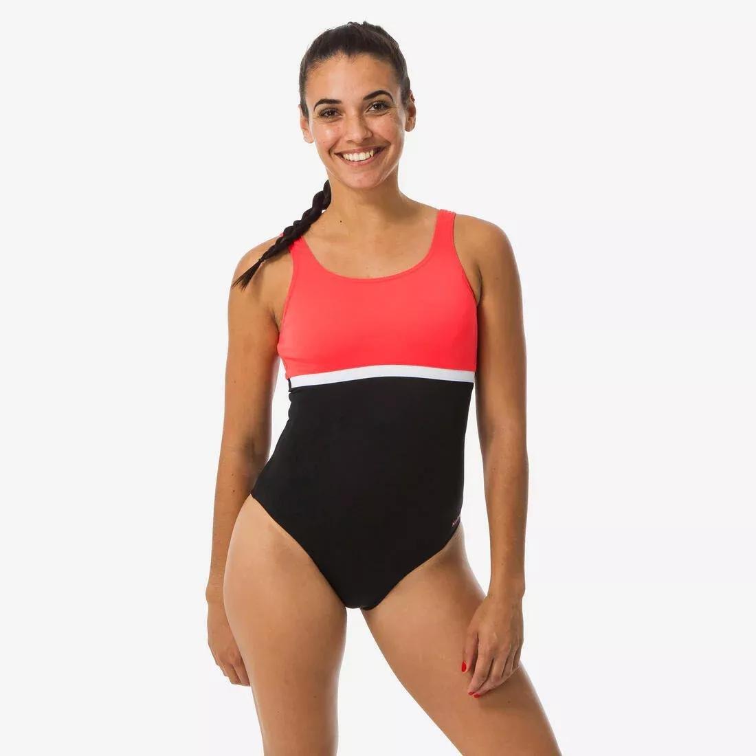 NABAIJI - Women's Swimming 1-piece Swimsuit Heva Li - Black Coral, Strawberry Pink