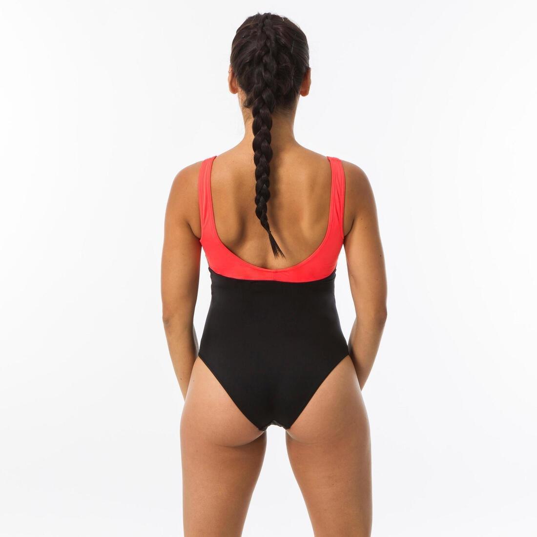 Women's Swimming 1-piece Swimsuit Heva Li - Black Coral, Strawberry Pink, No Color, large image number 4
