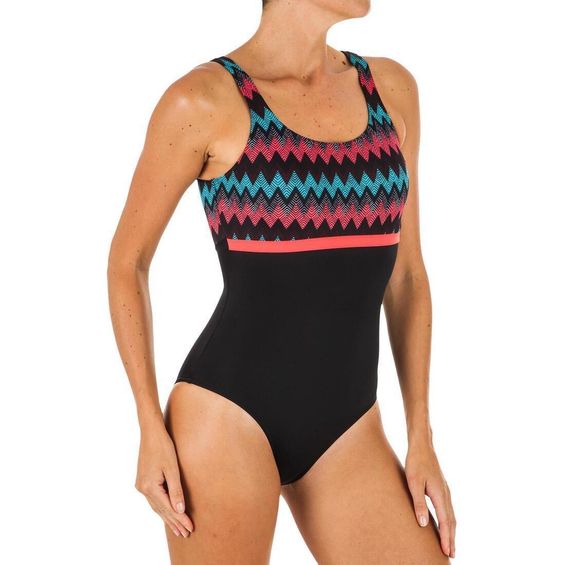 NABAIJI - Women's Swimming 1-piece Swimsuit Heva Li - Black Coral, Strawberry Pink