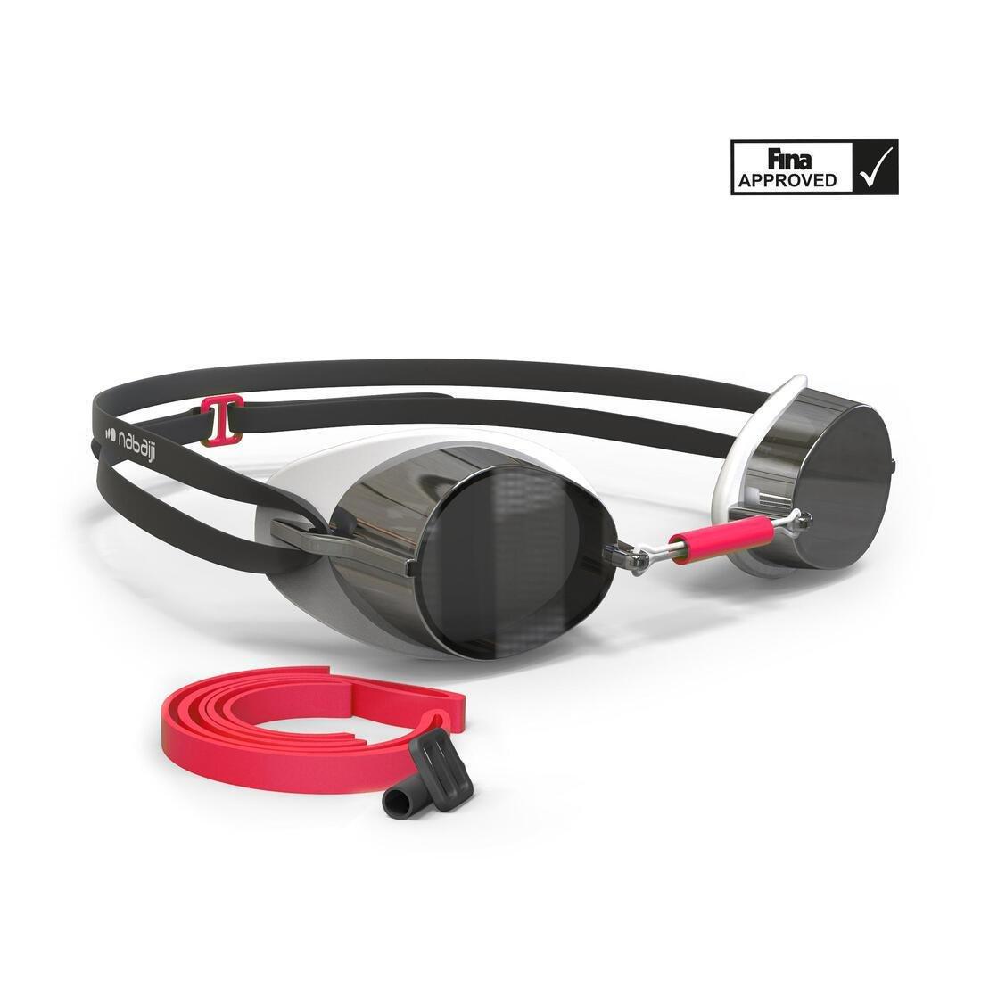 COTTON WHITE SWEDISH swimming goggles - Mirrored lenses - Single size - Black red, , medium
