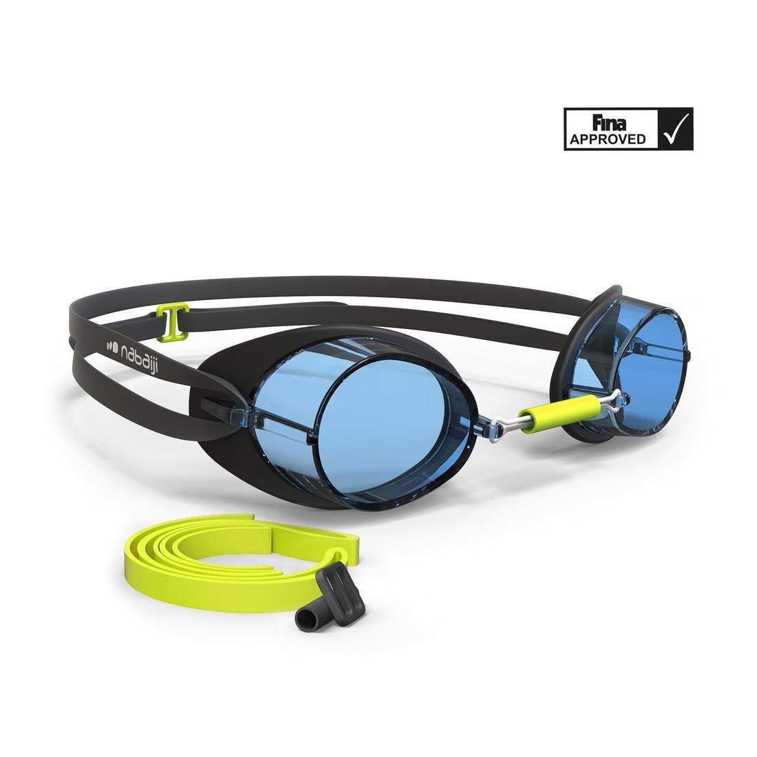 NABAIJI - Swedish Swimming Goggles 900, Black Yellow Clear Lenses