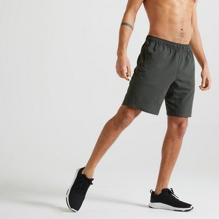 DOMYOS - Fitness Training Shorts with Zippe Pockets - Printed, Dark Green
