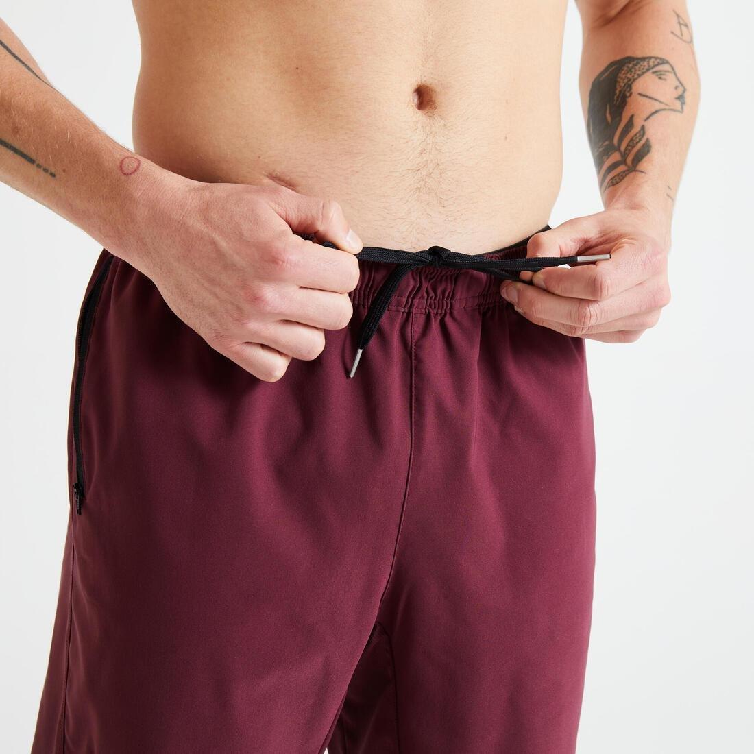 Men Fitness Training Shorts With Zippe Pockets, Dark Green, No Color, medium