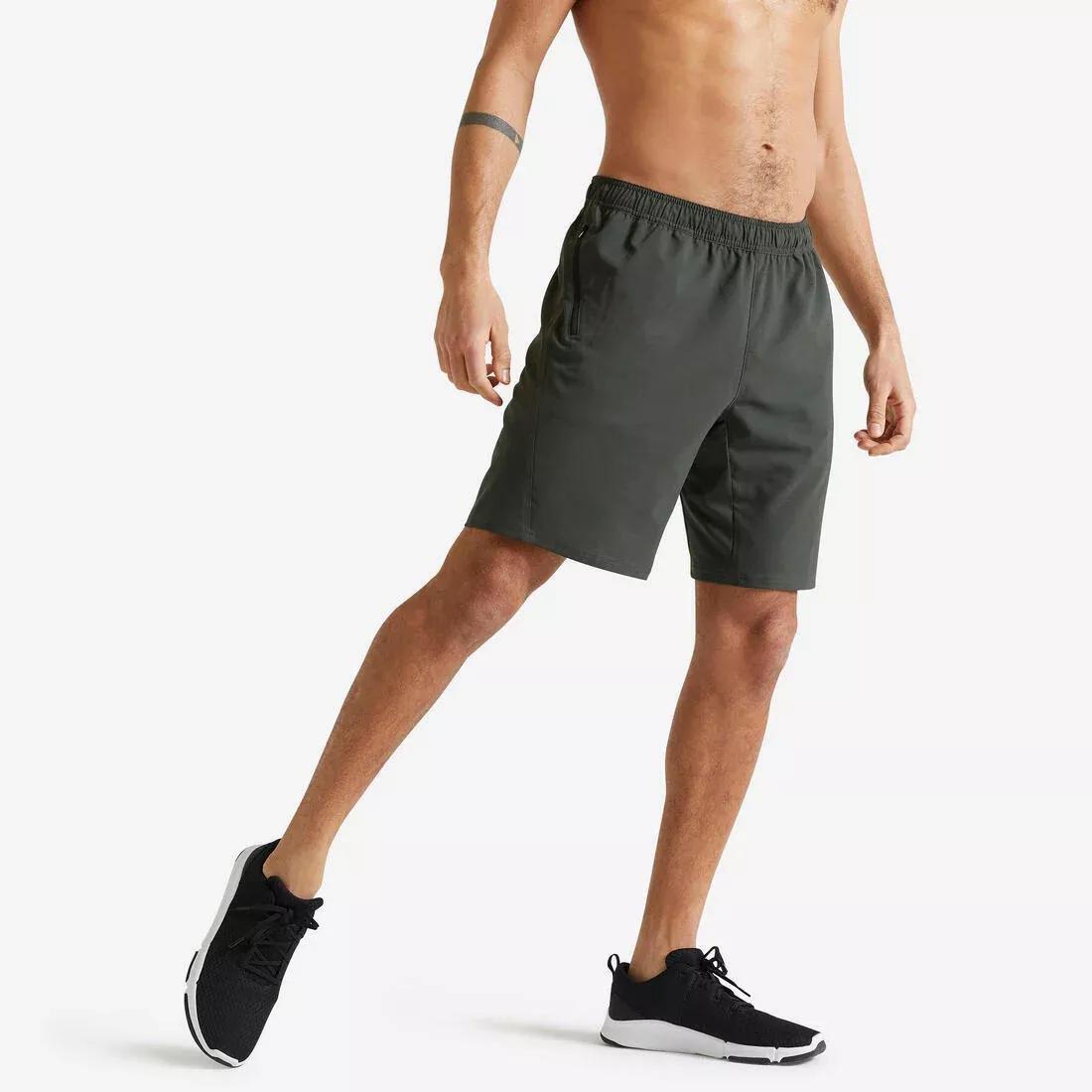 Men Fitness Training Shorts With Zippe Pockets, Dark Green, , large image number 12