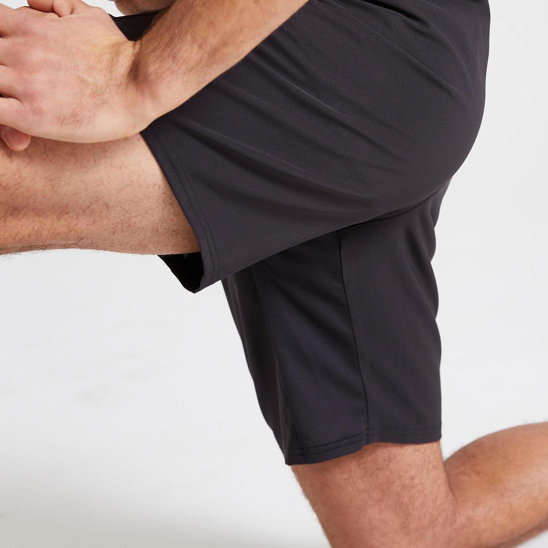 Men's Zip Pocket Breathable Essential Fitness Shorts, Plain, Black, No Color, large image number 3