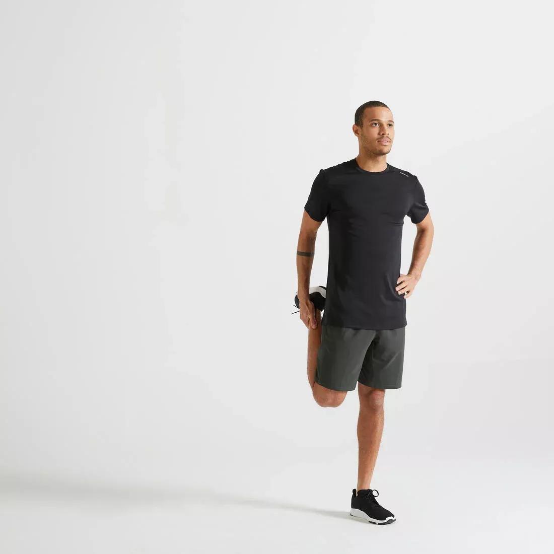 Men's Zip Pocket Breathable Essential Fitness Shorts, Plain, Black, No Color, large image number 14