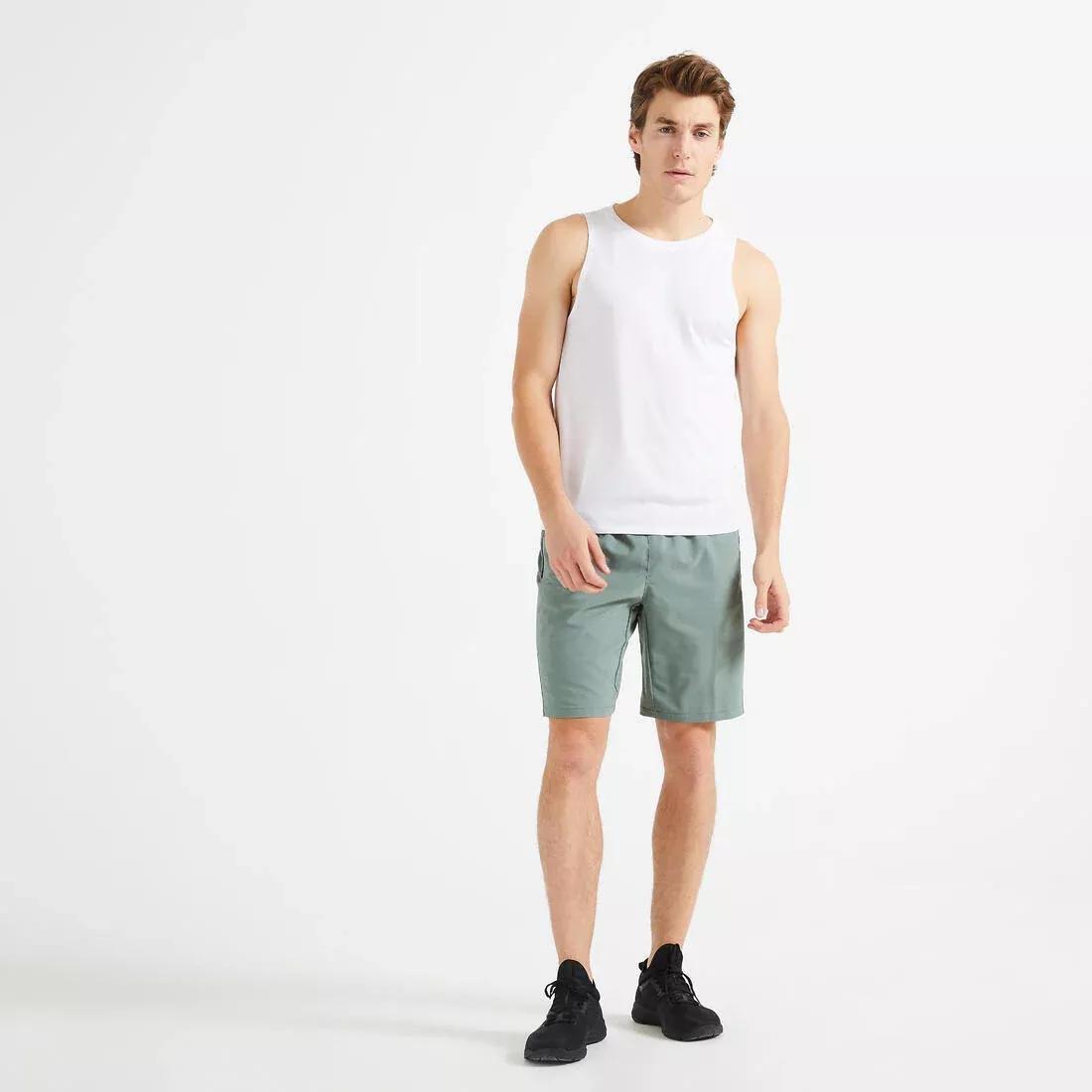 Men's Zip Pocket Breathable Essential Fitness Shorts, Plain, Black, No Color, large image number 14