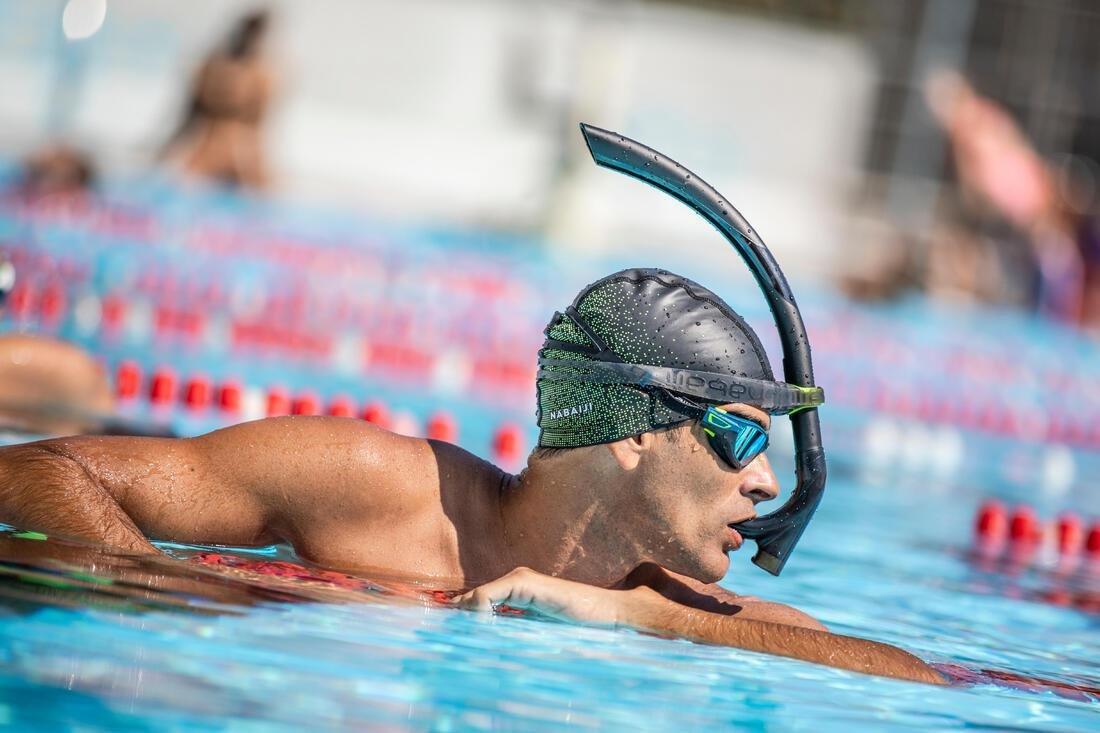 Centre-Mounted Swimming Snorkel, Black, No Color, large image number 5